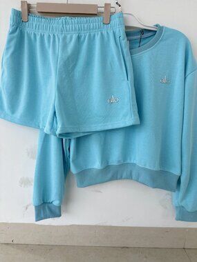 ALO Hoodie Set, Blue Tracksuit, Women's Size L